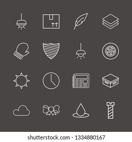 Outline 16 pattern icon set. box, ribbon, newspaper and clock vector illustration