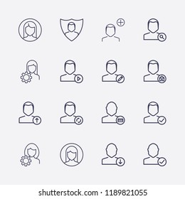 Outline 16 user icon set.Vector illustration