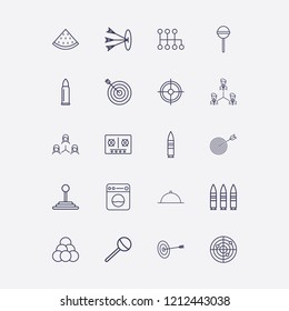 Outline 20 circle icon set. teamwork, dish, watermelon, aim, gas stove and speed shifter vector illustration