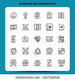 OutLine 25 3d Printing And Communication Icon set. Vector Line Style Design Black Icons Set. Linear pictogram pack. Web and Mobile Business ideas design Vector Illustration.