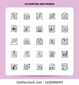 OutLine 25 Accounting And Finance Icon set. Vector Line Style Design Black Icons Set. Linear pictogram pack. Web and Mobile Business ideas design Vector Illustration.