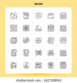 OutLine 25 Arcade Icon set. Vector Line Style Design Black Icons Set. Linear pictogram pack. Web and Mobile Business ideas design Vector Illustration.