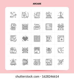 OutLine 25 Arcade Icon set. Vector Line Style Design Black Icons Set. Linear pictogram pack. Web and Mobile Business ideas design Vector Illustration.