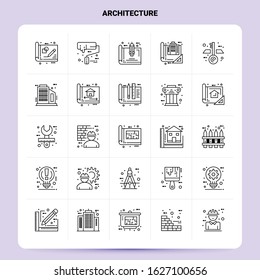 OutLine 25 Architecture Icon set. Vector Line Style Design Black Icons Set. Linear pictogram pack. Web and Mobile Business ideas design Vector Illustration.