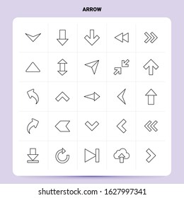 OutLine 25 Arrow Icon set. Vector Line Style Design Black Icons Set. Linear pictogram pack. Web and Mobile Business ideas design Vector Illustration.