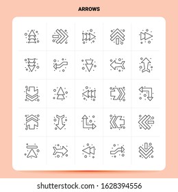 OutLine 25 Arrows Icon set. Vector Line Style Design Black Icons Set. Linear pictogram pack. Web and Mobile Business ideas design Vector Illustration.