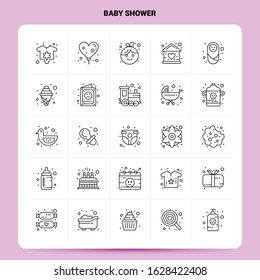 OutLine 25 Baby Shower Icon set. Vector Line Style Design Black Icons Set. Linear pictogram pack. Web and Mobile Business ideas design Vector Illustration.