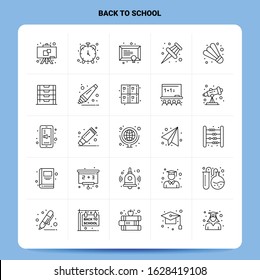 OutLine 25 Back To School Icon set. Vector Line Style Design Black Icons Set. Linear pictogram pack. Web and Mobile Business ideas design Vector Illustration.