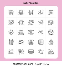 OutLine 25 Back To School Icon set. Vector Line Style Design Black Icons Set. Linear pictogram pack. Web and Mobile Business ideas design Vector Illustration.