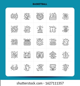 OutLine 25 Basketball Icon set. Vector Line Style Design Black Icons Set. Linear pictogram pack. Web and Mobile Business ideas design Vector Illustration.