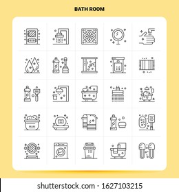 OutLine 25 Bath Room Icon set. Vector Line Style Design Black Icons Set. Linear pictogram pack. Web and Mobile Business ideas design Vector Illustration.