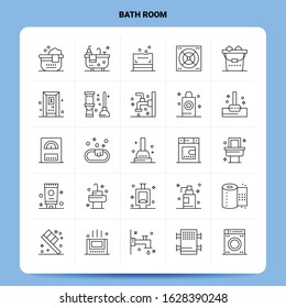 OutLine 25 Bath Room Icon set. Vector Line Style Design Black Icons Set. Linear pictogram pack. Web and Mobile Business ideas design Vector Illustration.
