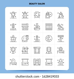 OutLine 25 Beauty Salon Icon set. Vector Line Style Design Black Icons Set. Linear pictogram pack. Web and Mobile Business ideas design Vector Illustration.