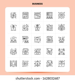 OutLine 25 Business Icon set. Vector Line Style Design Black Icons Set. Linear pictogram pack. Web and Mobile Business ideas design Vector Illustration.