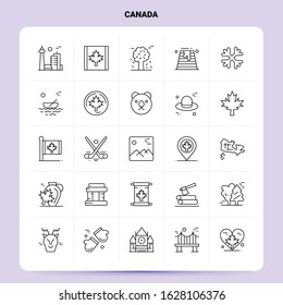 OutLine 25 Canada Icon set. Vector Line Style Design Black Icons Set. Linear pictogram pack. Web and Mobile Business ideas design Vector Illustration.
