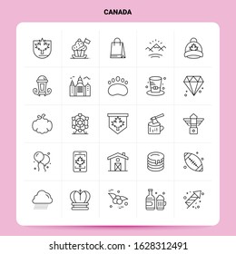 OutLine 25 Canada Icon set. Vector Line Style Design Black Icons Set. Linear pictogram pack. Web and Mobile Business ideas design Vector Illustration.