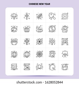 OutLine 25 Chinese New Year Icon set. Vector Line Style Design Black Icons Set. Linear pictogram pack. Web and Mobile Business ideas design Vector Illustration.