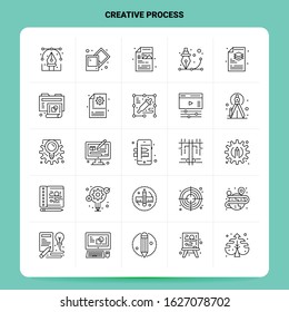 OutLine 25 Creative Process Icon set. Vector Line Style Design Black Icons Set. Linear pictogram pack. Web and Mobile Business ideas design Vector Illustration.