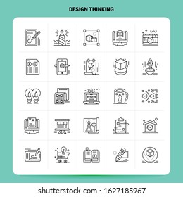 OutLine 25 Design Thinking Icon set. Vector Line Style Design Black Icons Set. Linear pictogram pack. Web and Mobile Business ideas design Vector Illustration.