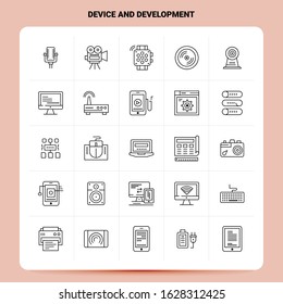 OutLine 25 Device And Development Icon set. Vector Line Style Design Black Icons Set. Linear pictogram pack. Web and Mobile Business ideas design Vector Illustration.