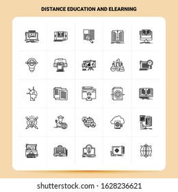 OutLine 25 Distance Education and Elearning Icon set. Vector Line Style Design Black Icons Set. Linear pictogram pack. Web and Mobile Business ideas design Vector Illustration.