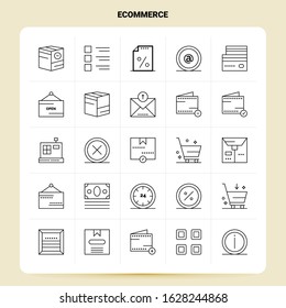 OutLine 25 ECommerce Icon set. Vector Line Style Design Black Icons Set. Linear pictogram pack. Web and Mobile Business ideas design Vector Illustration.