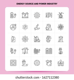 OutLine 25 Energy Source And Power Industry Icon set. Vector Line Style Design Black Icons Set. Linear pictogram pack. Web and Mobile Business ideas design Vector Illustration.