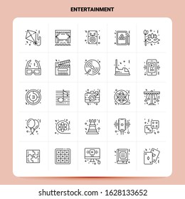 OutLine 25 Entertainment Icon set. Vector Line Style Design Black Icons Set. Linear pictogram pack. Web and Mobile Business ideas design Vector Illustration.