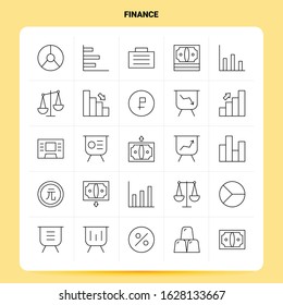 OutLine 25 Finance Icon set. Vector Line Style Design Black Icons Set. Linear pictogram pack. Web and Mobile Business ideas design Vector Illustration.
