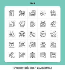 OutLine 25 GDPR Icon set. Vector Line Style Design Black Icons Set. Linear pictogram pack. Web and Mobile Business ideas design Vector Illustration.