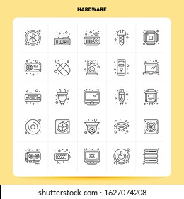 OutLine 25 Hardware Icon set. Vector Line Style Design Black Icons Set. Linear pictogram pack. Web and Mobile Business ideas design Vector Illustration.