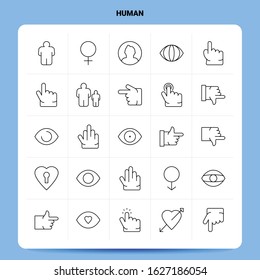 OutLine 25 Human Icon set. Vector Line Style Design Black Icons Set. Linear pictogram pack. Web and Mobile Business ideas design Vector Illustration.