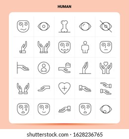 OutLine 25 Human Icon set. Vector Line Style Design Black Icons Set. Linear pictogram pack. Web and Mobile Business ideas design Vector Illustration.