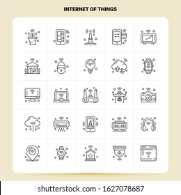 OutLine 25 Internet Of Things Icon set. Vector Line Style Design Black Icons Set. Linear pictogram pack. Web and Mobile Business ideas design Vector Illustration.