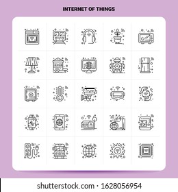 OutLine 25 Internet Of Things Icon set. Vector Line Style Design Black Icons Set. Linear pictogram pack. Web and Mobile Business ideas design Vector Illustration.