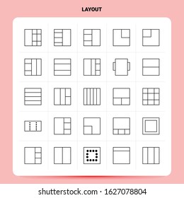 OutLine 25 Layout Icon set. Vector Line Style Design Black Icons Set. Linear pictogram pack. Web and Mobile Business ideas design Vector Illustration.