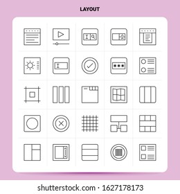 OutLine 25 Layout Icon set. Vector Line Style Design Black Icons Set. Linear pictogram pack. Web and Mobile Business ideas design Vector Illustration.