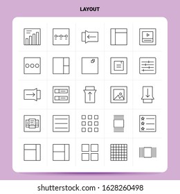 OutLine 25 Layout Icon set. Vector Line Style Design Black Icons Set. Linear pictogram pack. Web and Mobile Business ideas design Vector Illustration.