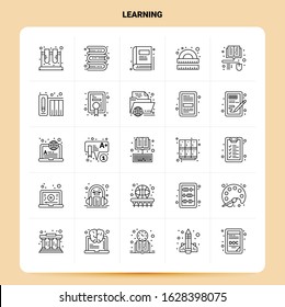 OutLine 25 Learning Icon set. Vector Line Style Design Black Icons Set. Linear pictogram pack. Web and Mobile Business ideas design Vector Illustration.