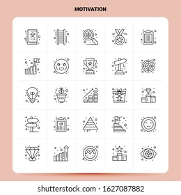 OutLine 25 Motivation Icon set. Vector Line Style Design Black Icons Set. Linear pictogram pack. Web and Mobile Business ideas design Vector Illustration.