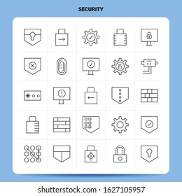 OutLine 25 Security Icon set. Vector Line Style Design Black Icons Set. Linear pictogram pack. Web and Mobile Business ideas design Vector Illustration.