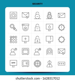 OutLine 25 Security Icon set. Vector Line Style Design Black Icons Set. Linear pictogram pack. Web and Mobile Business ideas design Vector Illustration.