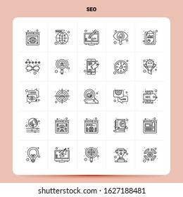 OutLine 25 Seo Icon set. Vector Line Style Design Black Icons Set. Linear pictogram pack. Web and Mobile Business ideas design Vector Illustration.