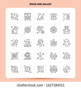 OutLine 25 Space And Galaxy Icon set. Vector Line Style Design Black Icons Set. Linear pictogram pack. Web and Mobile Business ideas design Vector Illustration.
