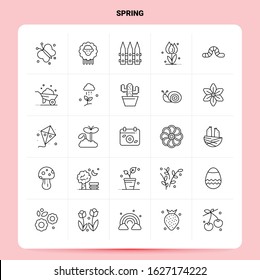 OutLine 25 Spring Icon set. Vector Line Style Design Black Icons Set. Linear pictogram pack. Web and Mobile Business ideas design Vector Illustration.