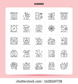 OutLine 25 Summer Icon set. Vector Line Style Design Black Icons Set. Linear pictogram pack. Web and Mobile Business ideas design Vector Illustration.