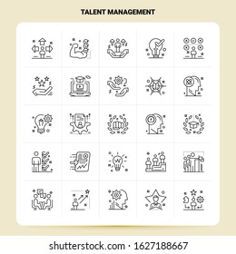 OutLine 25 Talent Management Icon set. Vector Line Style Design Black Icons Set. Linear pictogram pack. Web and Mobile Business ideas design Vector Illustration.