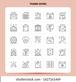 OutLine 25 Thanks Giving Icon set. Vector Line Style Design Black Icons Set. Linear pictogram pack. Web and Mobile Business ideas design Vector Illustration.
