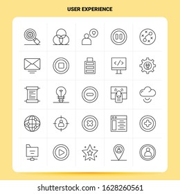 OutLine 25 User Experience Icon set. Vector Line Style Design Black Icons Set. Linear pictogram pack. Web and Mobile Business ideas design Vector Illustration.