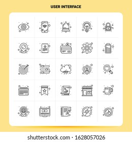 OutLine 25 User Interface Icon set. Vector Line Style Design Black Icons Set. Linear pictogram pack. Web and Mobile Business ideas design Vector Illustration.
